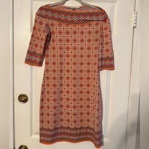 Max Studio Orange Geometric Midi Dress